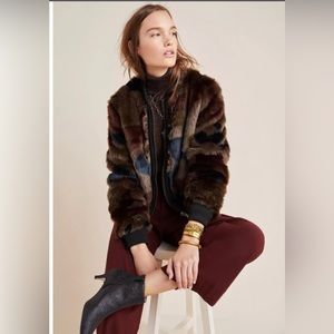 Anthropologie Faux Fur Bomber Jacket